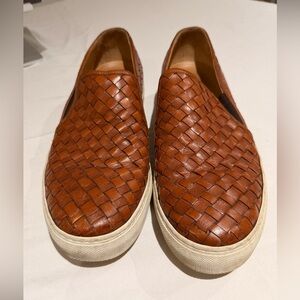 Trask Tan Woven Leather Slip-Ons made in Italy size 11